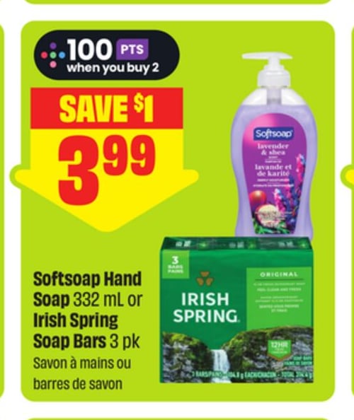 Softsoap Hand Soap 332 mL Or Irish Spring Soap Bars 3 pk