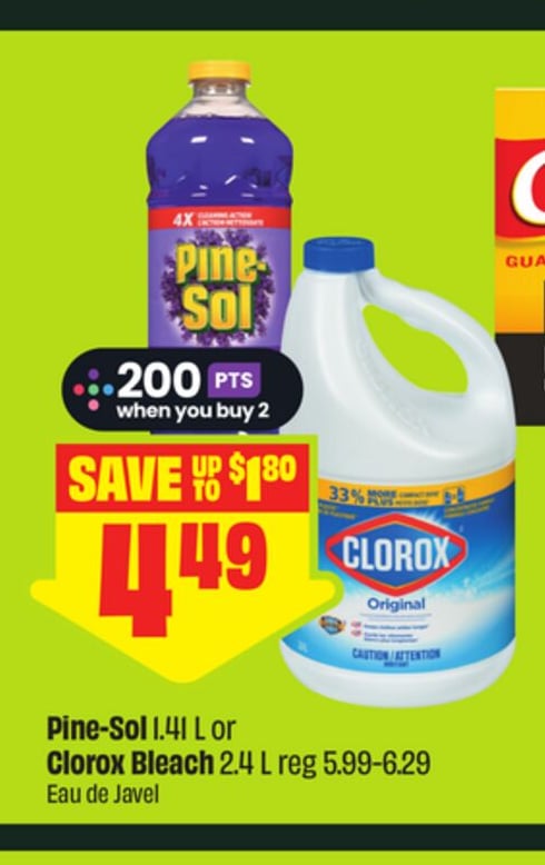 Pine-Sol 1.44 L or Clorox Bleach 2.4 L