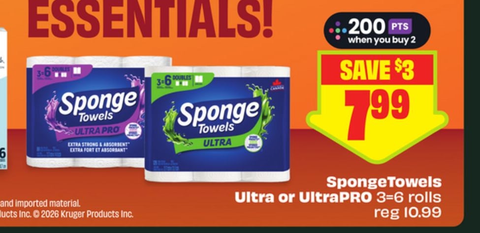 SpongeTowels Ultra or UltraPRO 3–6 rolls