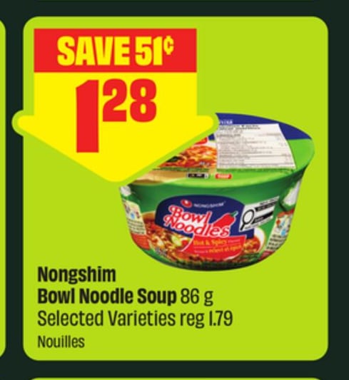 Nongshim Bowl Noodle Soup 86 g Selected Varieties - FreshCo Mid-Autumn