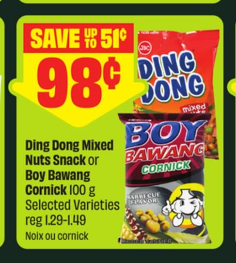 Ding Dong Mixed Nuts Snack or Boy Bawang Cornick 100 g Selected Varieties