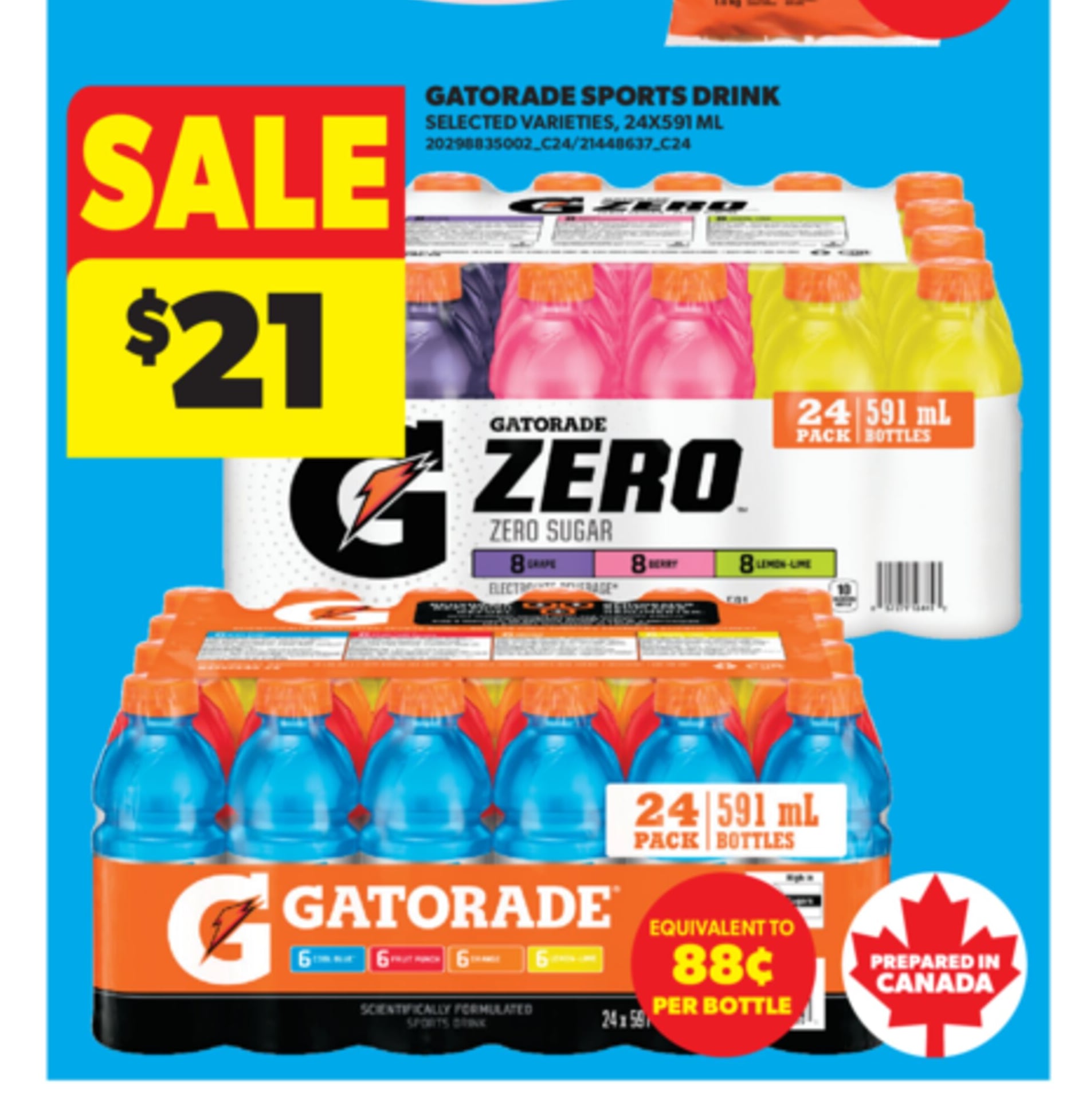 GATORADE SPORTS DRINK, 24X591 ML