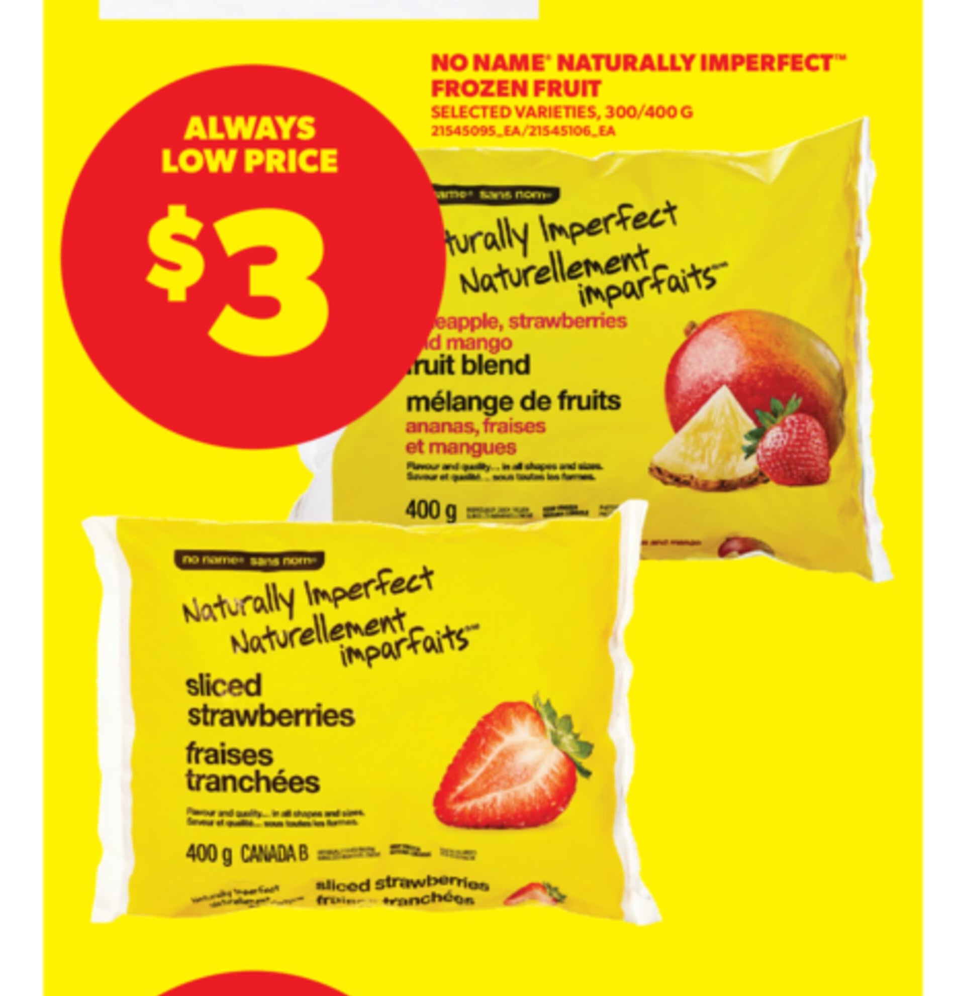 NO NAME™ NATURALLY IMPERFECT™ FROZEN FRUIT, 300/400 G
