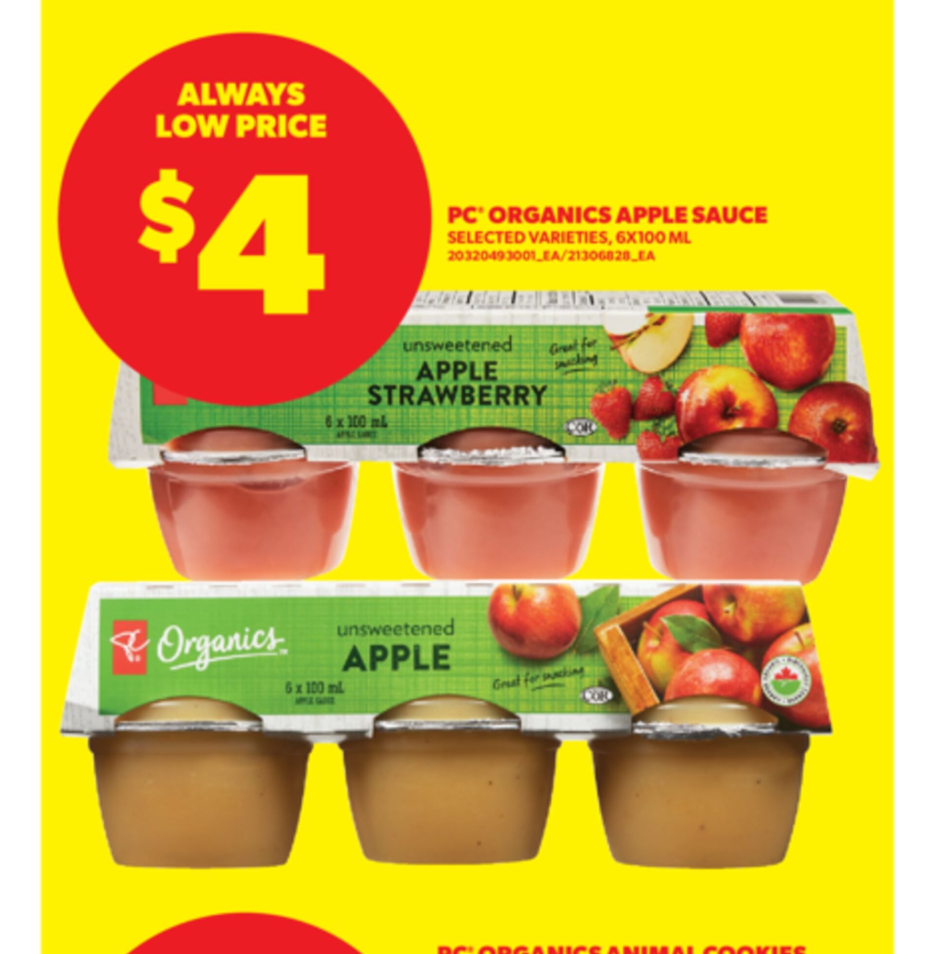 PC® ORGANICS APPLE SAUCE, 6X100 ML