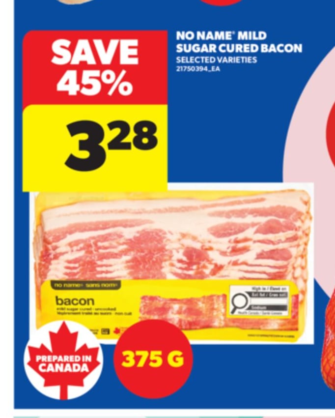 NO NAME® MILD SUGAR CURED BACON