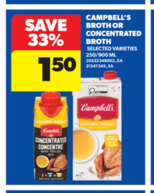 CAMPBELL'S BROTH OR CONCENTRATED BROTH, 250/900 ML