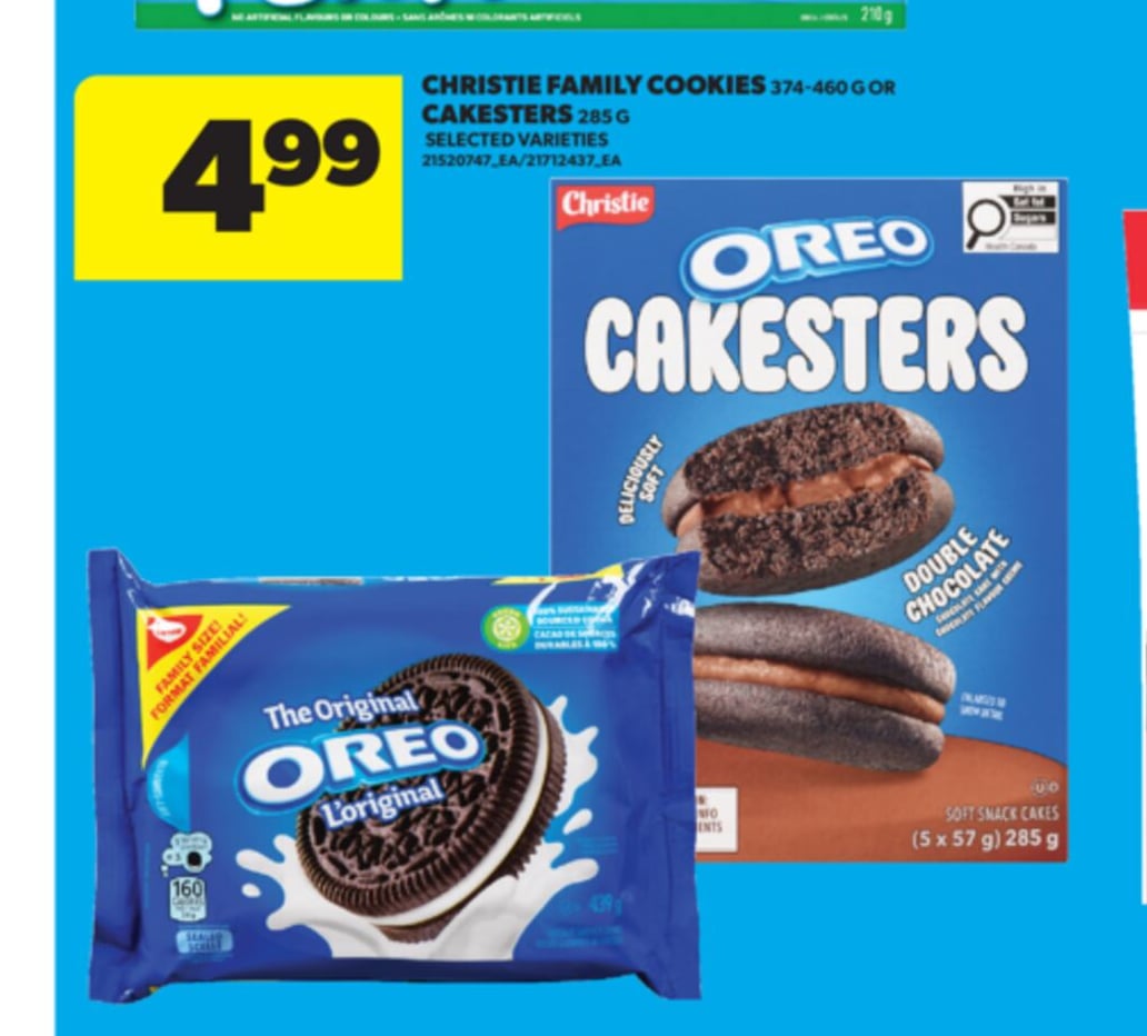 CHRISTIE FAMILY COOKIES, 374-460 G OR CAKESTERS, 285 G