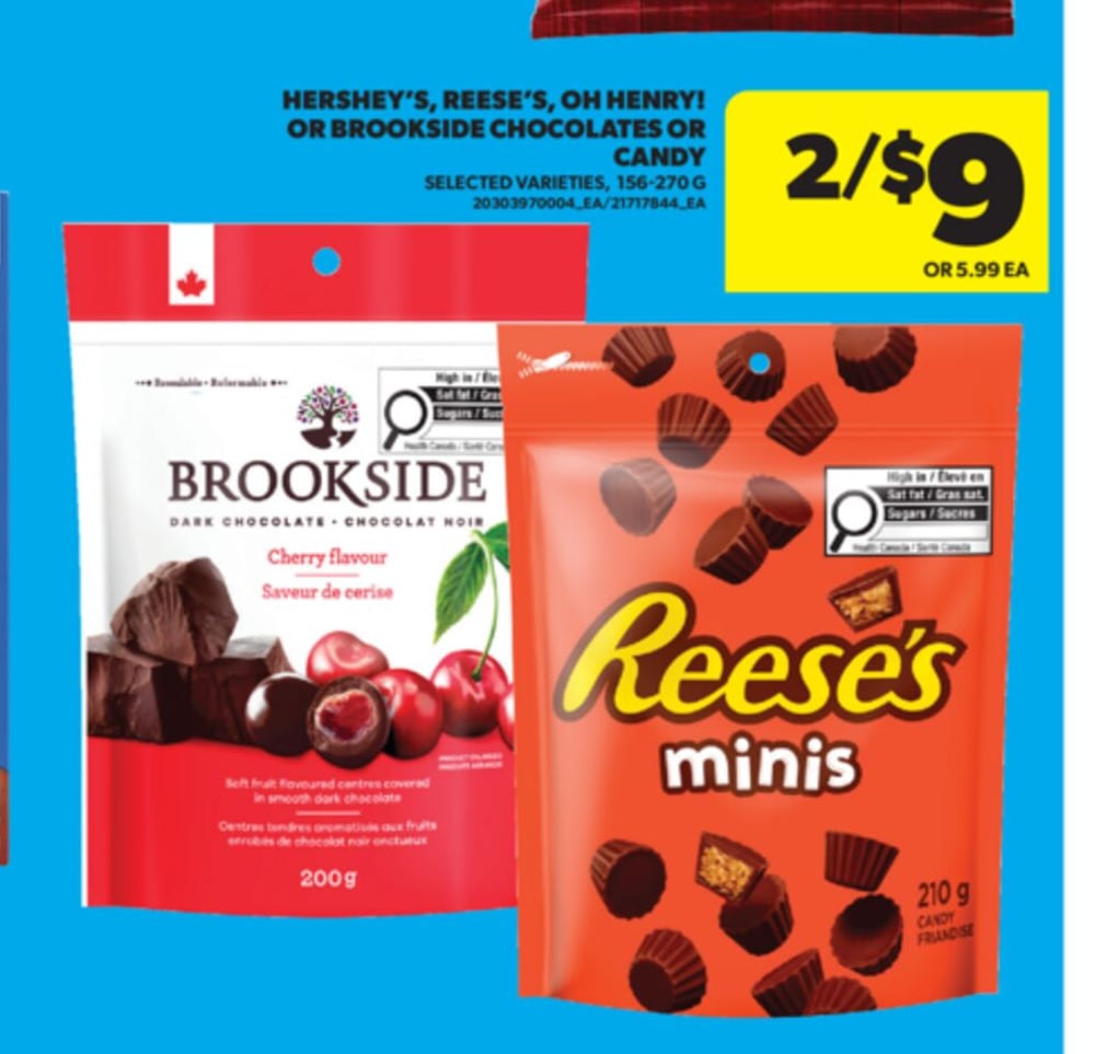 HERSHEY'S, REESE'S, OH HEY! OR BROOKSIDE CHOCOLATES OR CANDY, 156-270 G