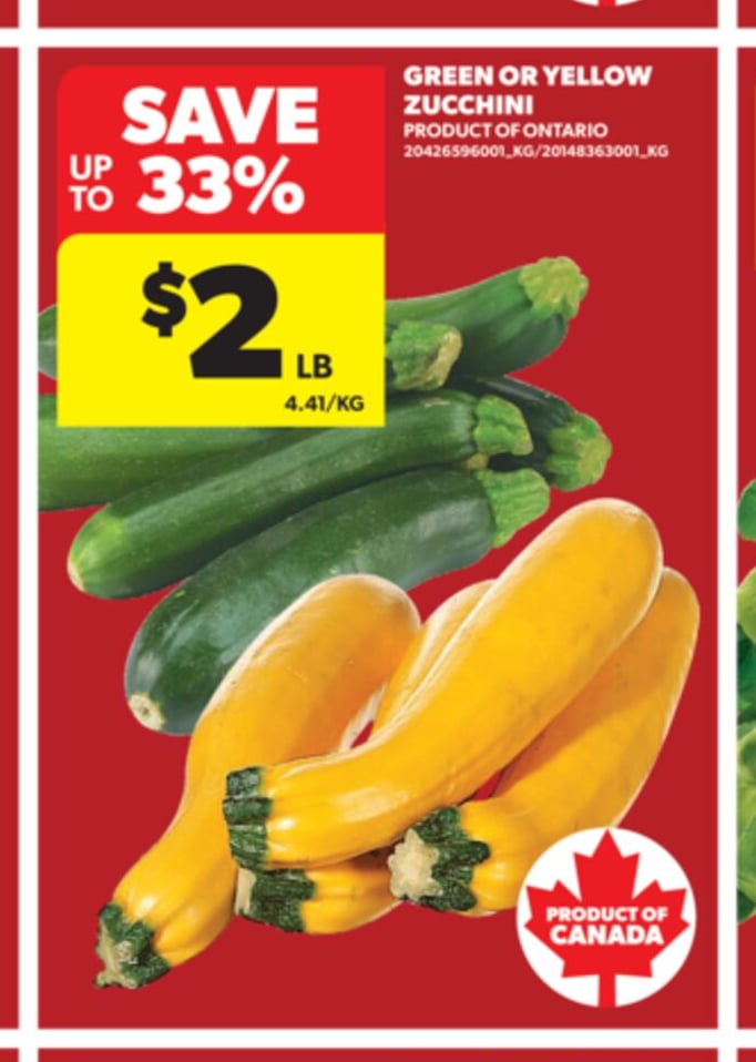 GREEN OR YELLOW ZUCCHINI