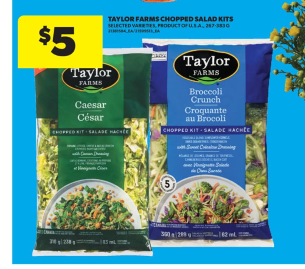 TAYLOR FARMS CHOPPED SALAD KITS, 267-383 G