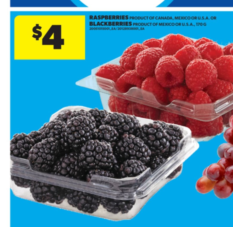 RASPBERRIES OR BLACKBERRIES, 170 G