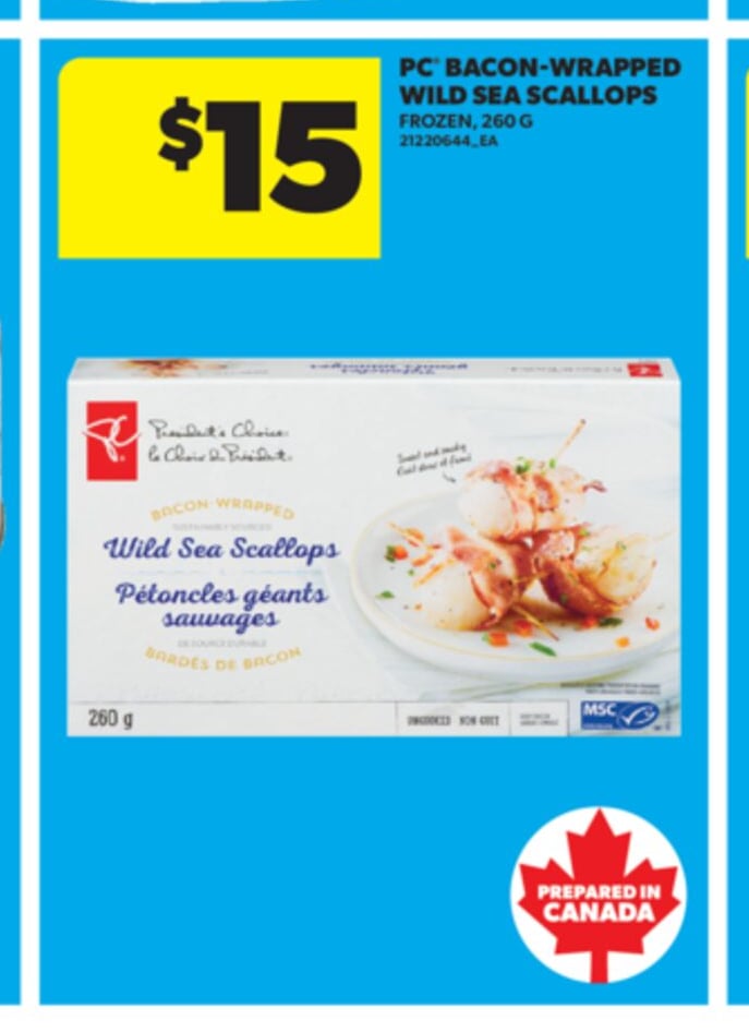 PC BACON-WRAPPED WILD SEA SCALLOPS, , 260 G