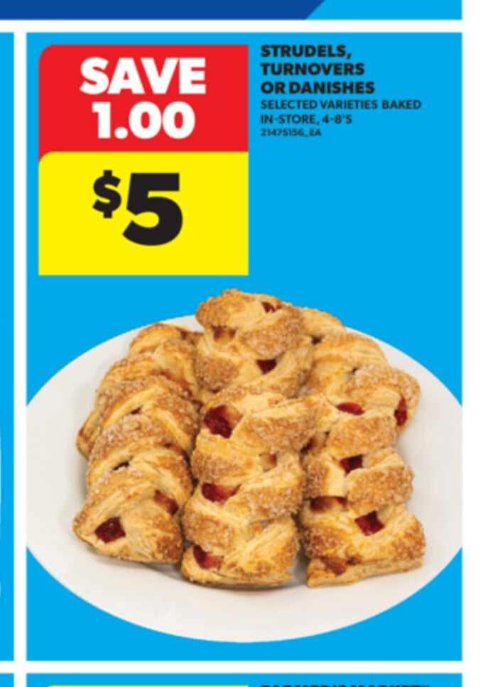 STRUDEL, TURNOVERS OR DANISHES, 4-6'S