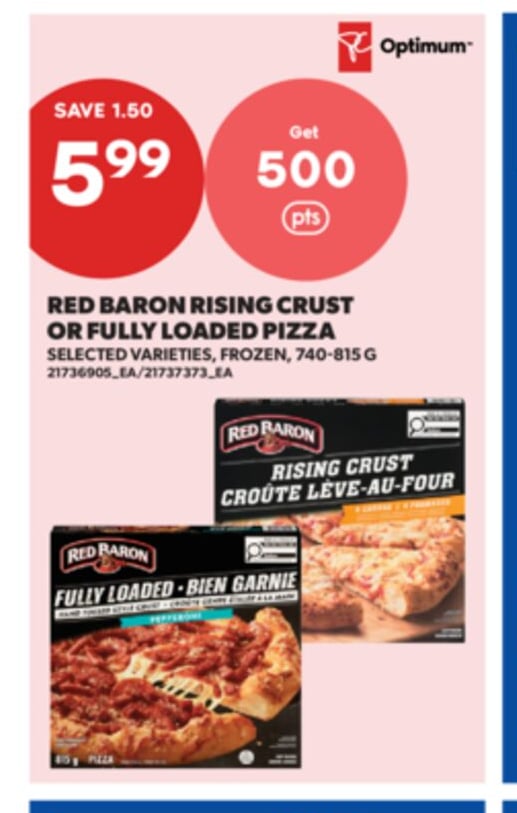 RED BARON RISING CRUST OR FULLY LOADED PIZZA, 740-815 G