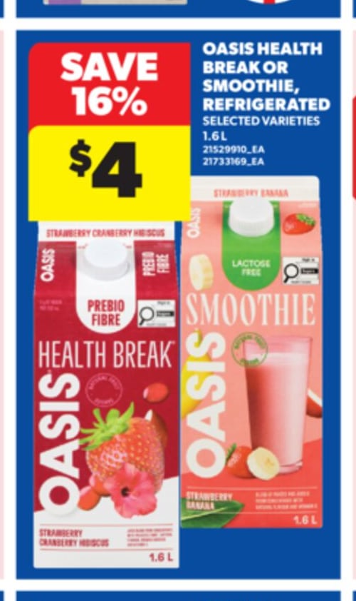 OASIS HEALTH BREAK OR SMOOTHIE, 1.6 L