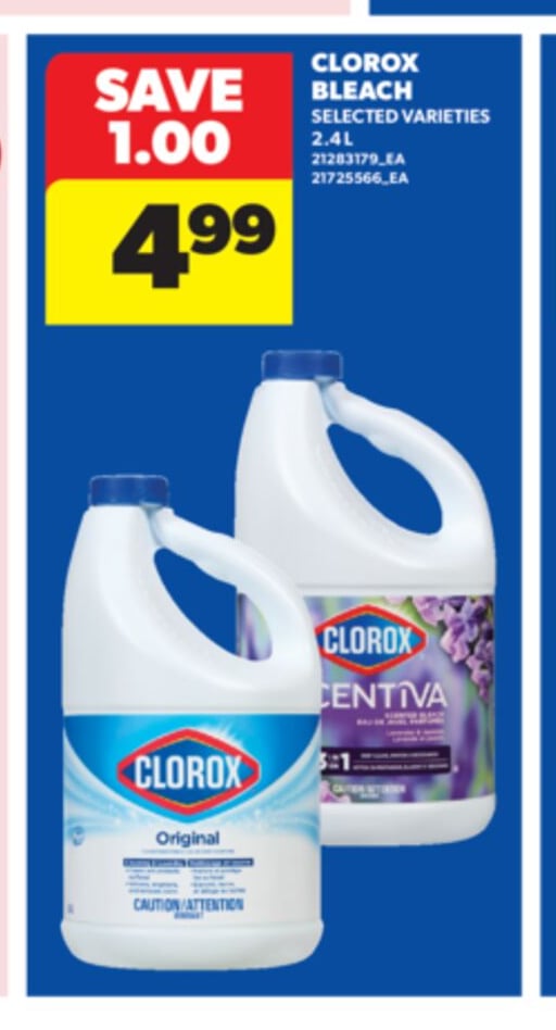 CLOROX BLEACH, 2 - 5 L