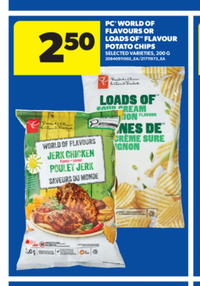 PC® WORLD OF FLAVOURS OR LOADS OF FLAVOUR POTATO CHIPS, 200 G
