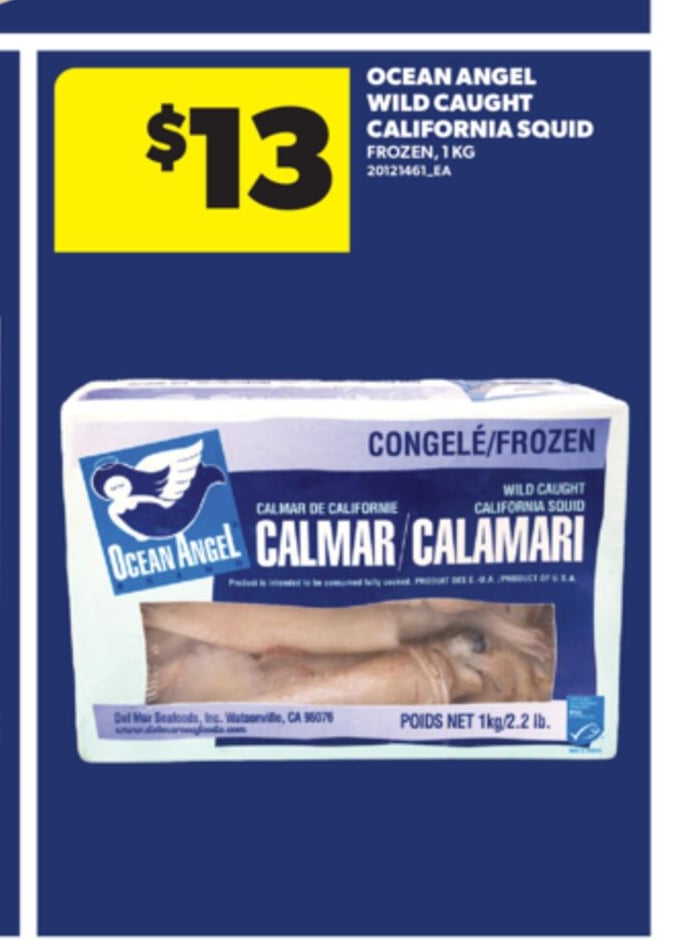 OCEAN ANGEL WILD CAUGHT CALIFORNIA SQUID, 1 KG