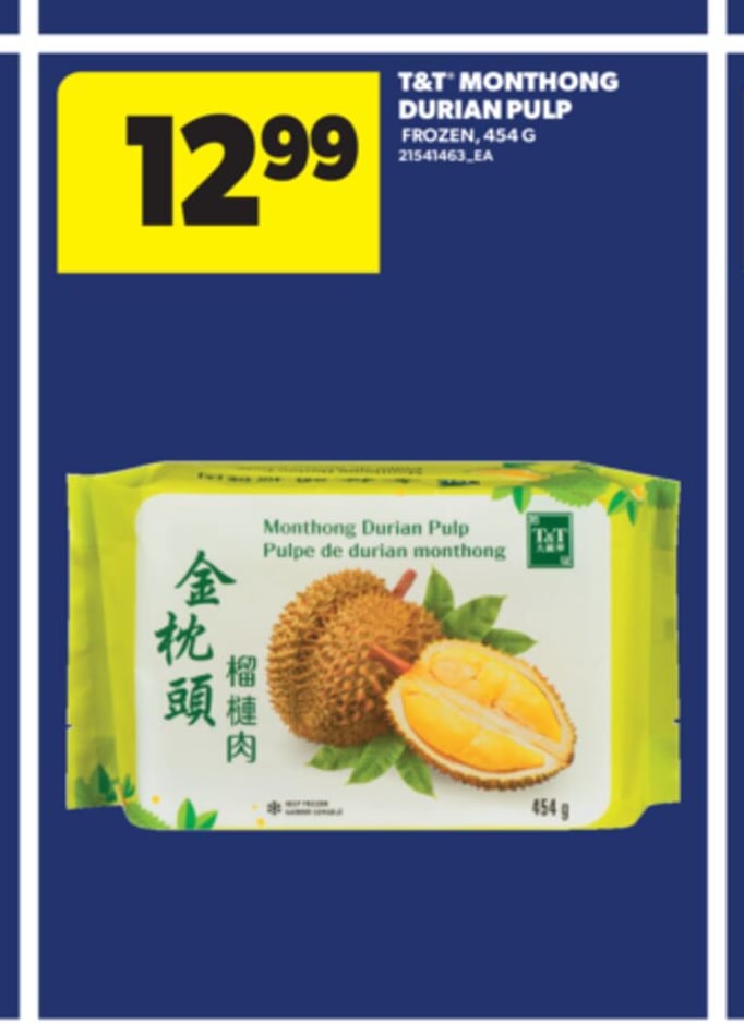 T&T MONTHONG DURIAN PULP, 454 G