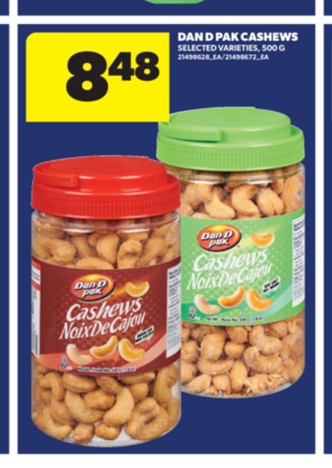DAN D PAK CASHEWS, 500 G