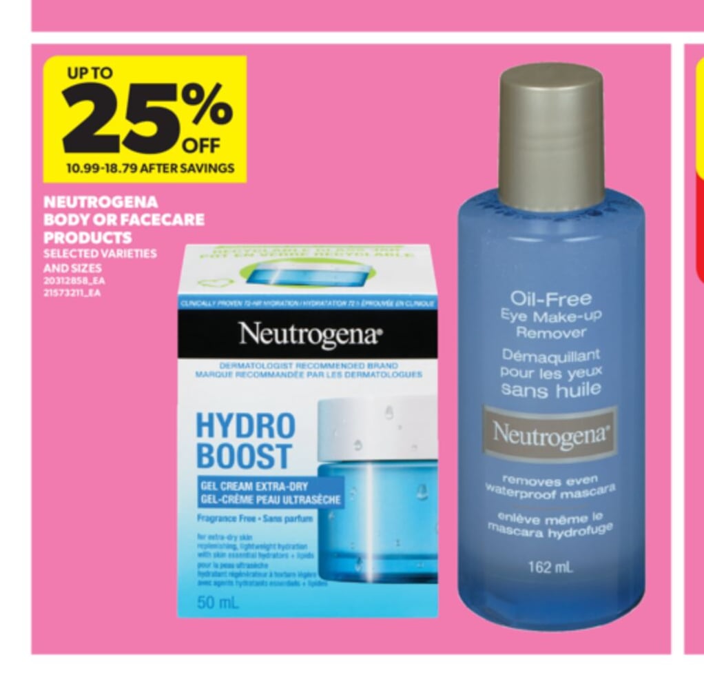 NEUTROGENA BODY OR FACE CARE PRODUCTS
