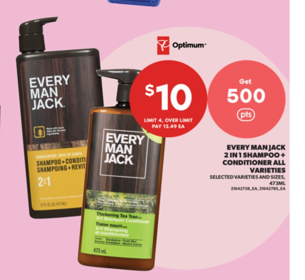 EVERY MAN JACK 2 IN 1 SHAMPOO + CONDITIONER ALL VARIETIES, 473ML