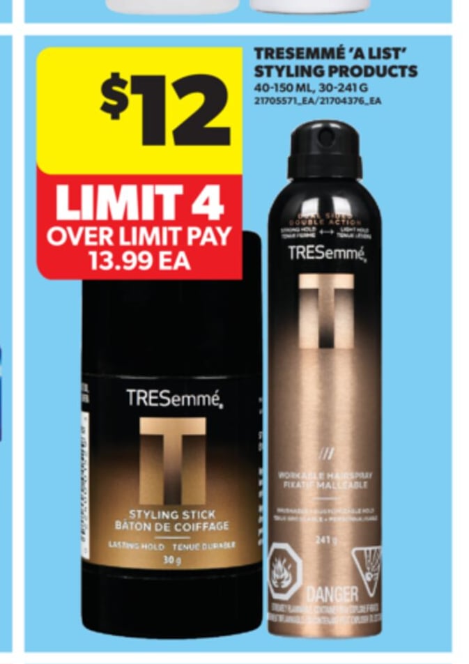 TRESEMMÉ 'A LIST' STYLING PRODUCTS, 40-150 ML, 30-241 G