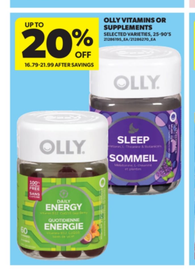 OLLY VITAMINS OR SUPPLEMENTS, 25-90'S
