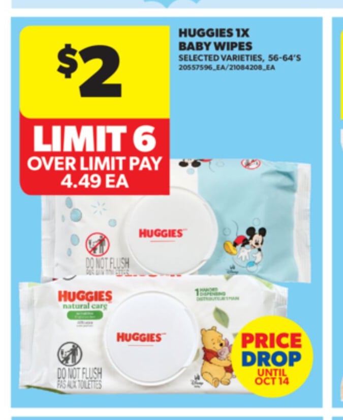 HUGGIES 1X BABY WIPES, 56-64'S
