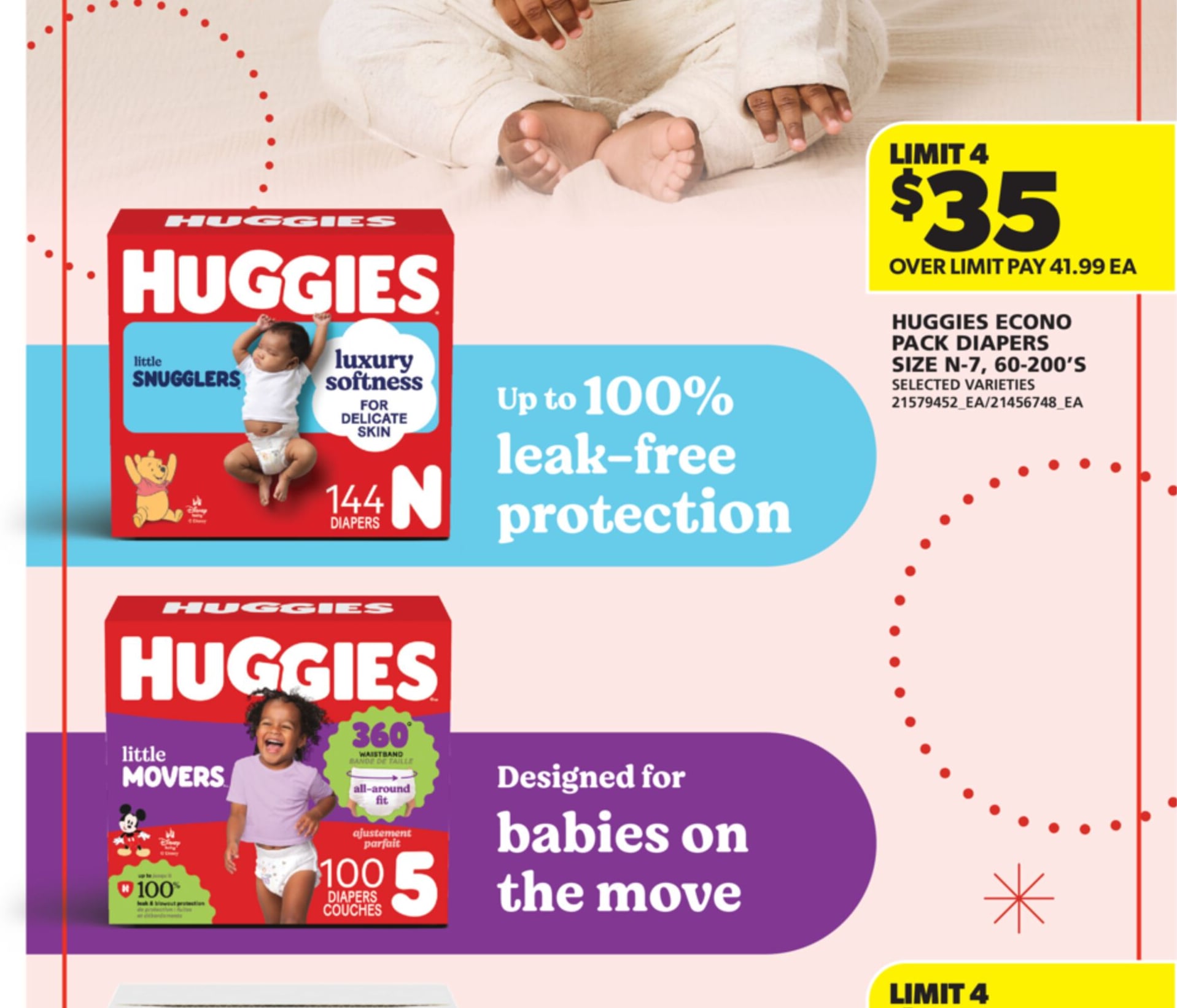 HUGGIES ECONO PACK DIAPERS SIZE N-7, 60-200'S