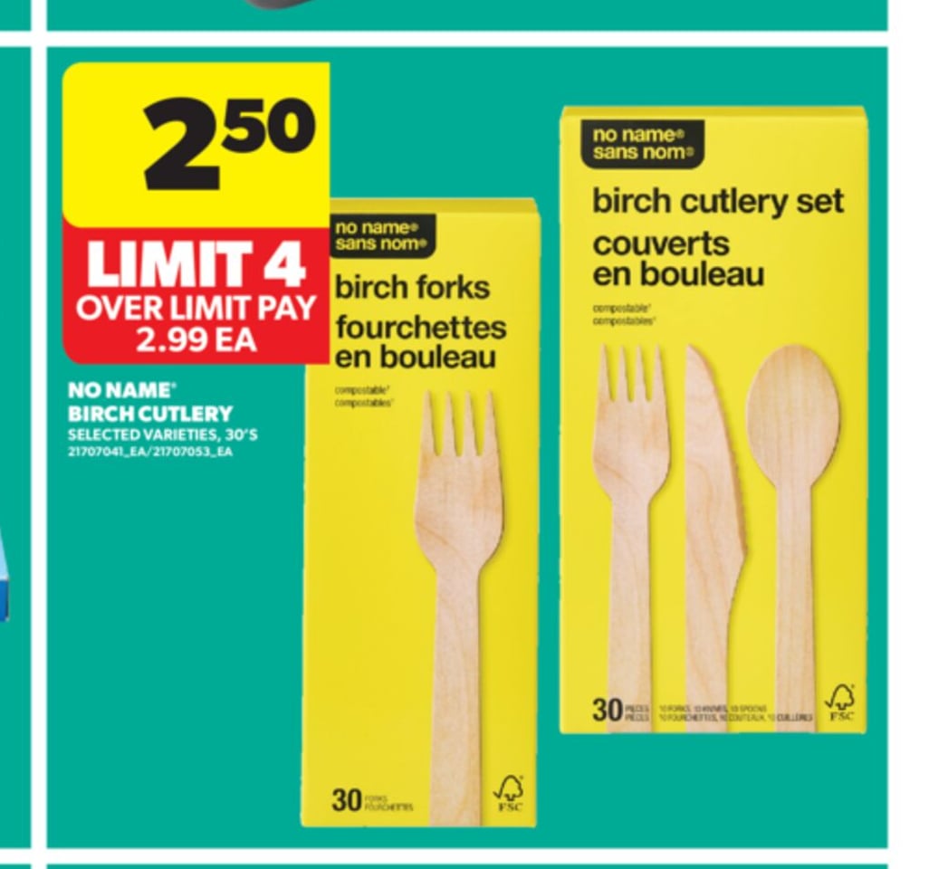 NO NAME® BIRCH CUTLERY, 30'S