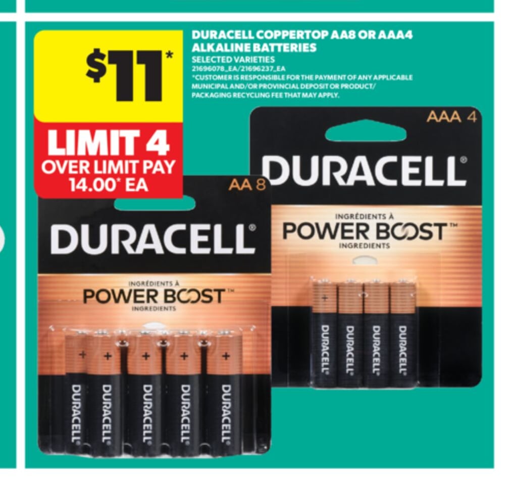 DURACELL COPPERTOP AAB OR AAA4 ALKALINE BATTERIES, 8 - 52 PER PACK