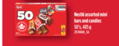 NESTLÉ ASSORTED MINI BARS AND CANDIES, 50'S, 485 G