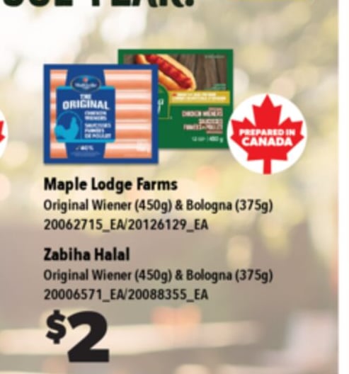 MAPLE LODGE FARMS ORIGINAL WIENER (450G) & BOLOGNA (375G), ZABIHA HALAL ORIGINAL WIENER (450G) & BOLOGNA (375G)
