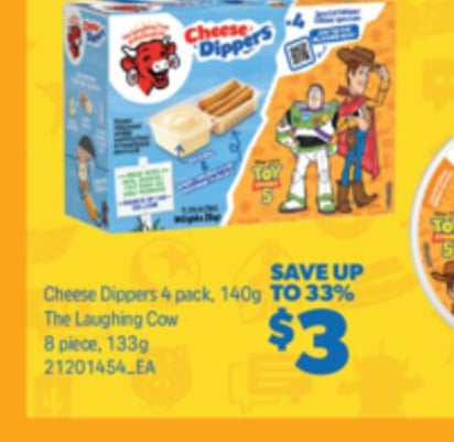 CHEESE DIPPERS 4 PACK, 140G THE LAUGHING COW 8 PIECE, 133G