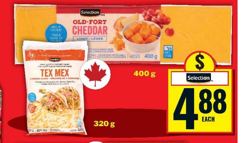 Selection Old Fort Cheddar or Tex Mex Shreds