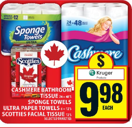 Cashmere Bathroom Tissue or Sponge Towels or Scotties Facial Tissue