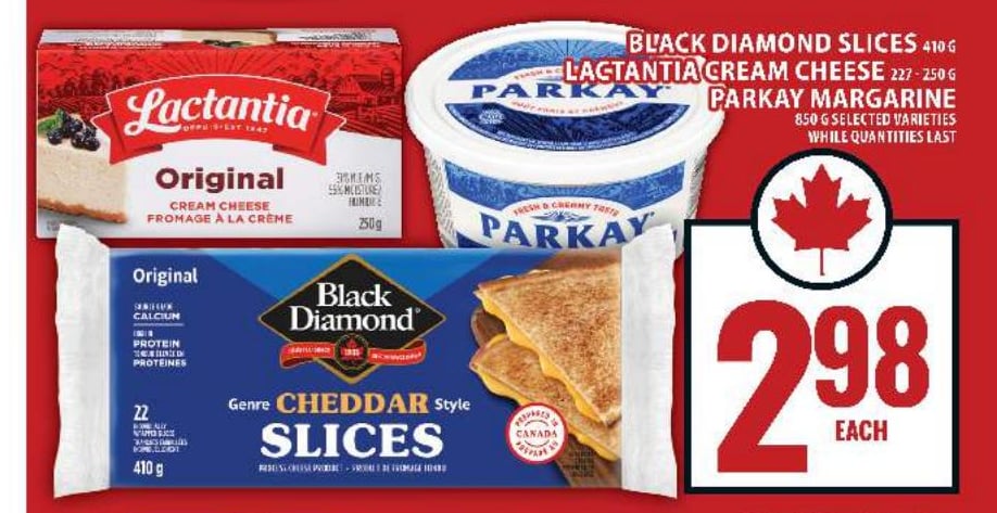 Lactantia Cream Cheese or Parkay Margarine