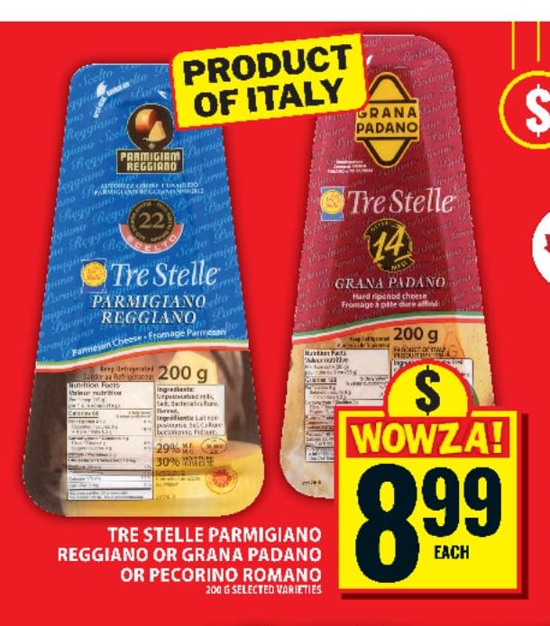 Tre Stelle Parmigiano Reggiano or Grana Padano or Pecorino Romano