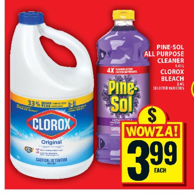 Pine-Sol All Purpose Cleaner or Clorox Bleach