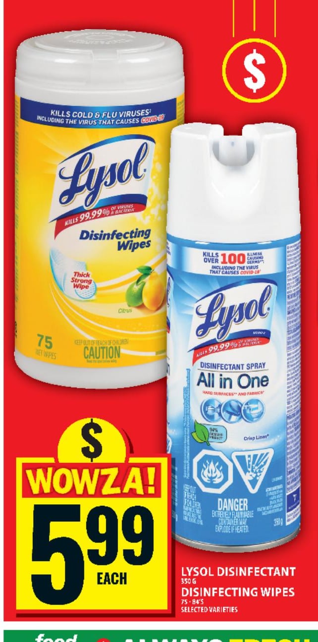 Lysol Disinfectant or Disinfecting Wipes
