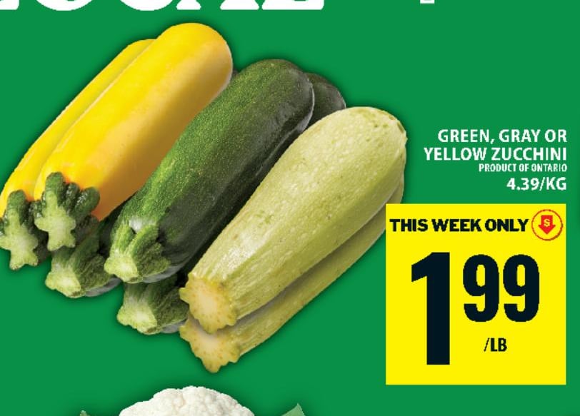 Green, Gray or Yellow Zucchini