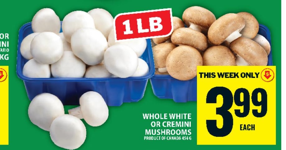 Whole White or Cremini Mushrooms