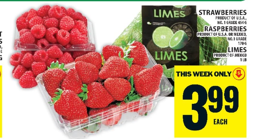 Strawberries or Raspberries or Limes