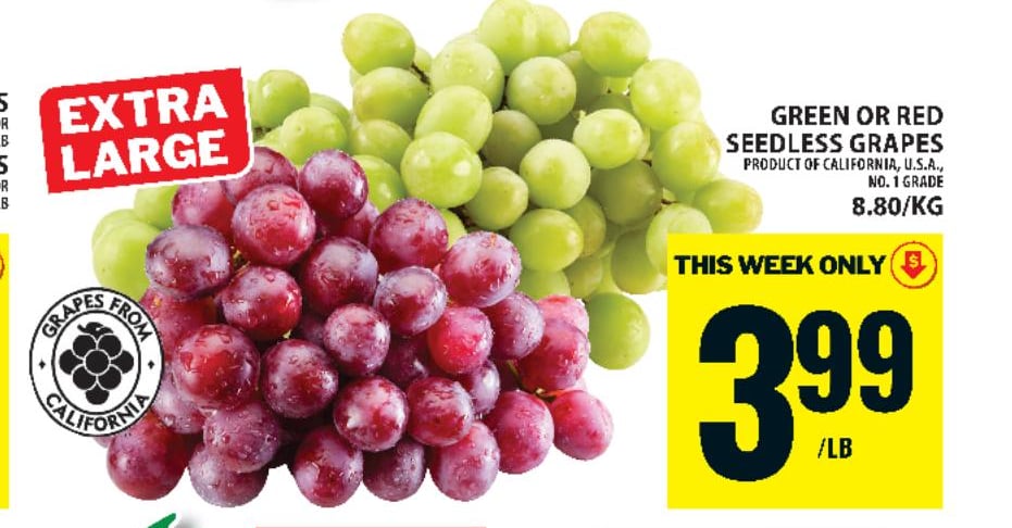 Green or Red Seedless Grapes