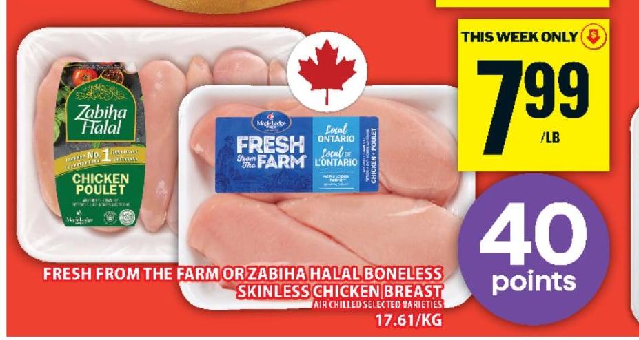 Fresh From the Farm or Zabiha Halal Boneless Skinless Chicken Breast