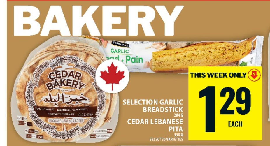 Selection Garlic Breadstick or Cedar Lebanese Pita