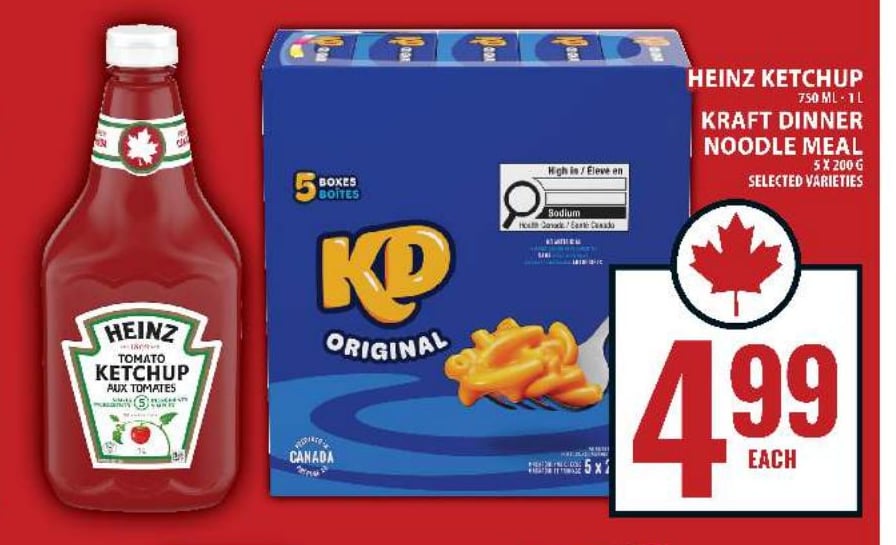 Heinz Ketchup or Kraft Dinner Noodle Meal