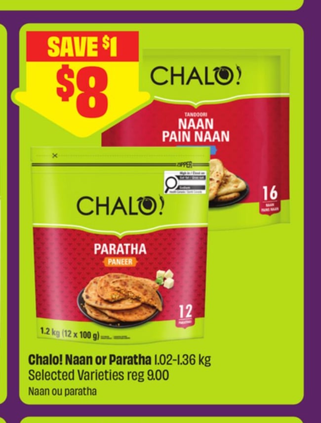 Chalo! Naan or Paratha 1.02-1.36 kg Selected Varieties