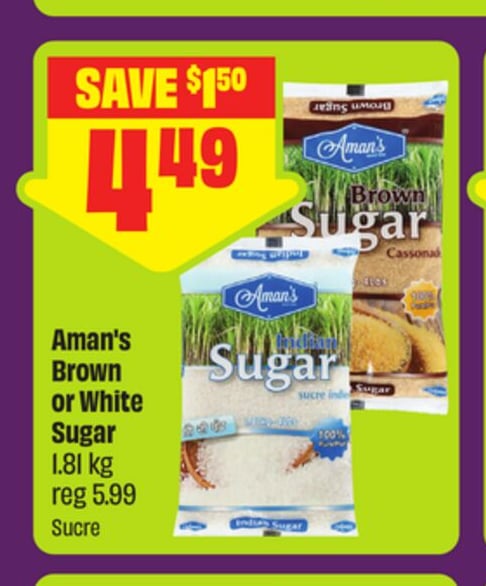 Aman's Brown or White Sugar 1.81 kg